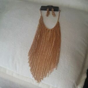 Gold Necklace Earring Set (Paparazzi Retired Zi Collection)